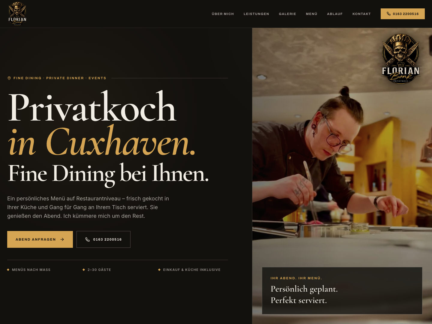 Website-Ansicht von Bonk Privatkoch