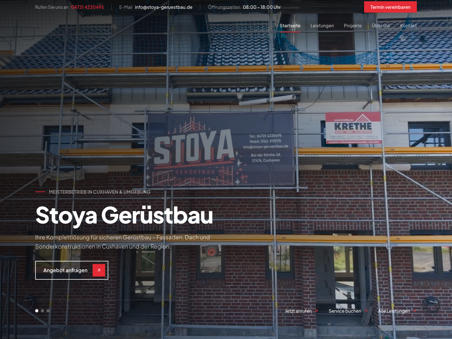 Website-Ansicht von Stoya Gerüstbau